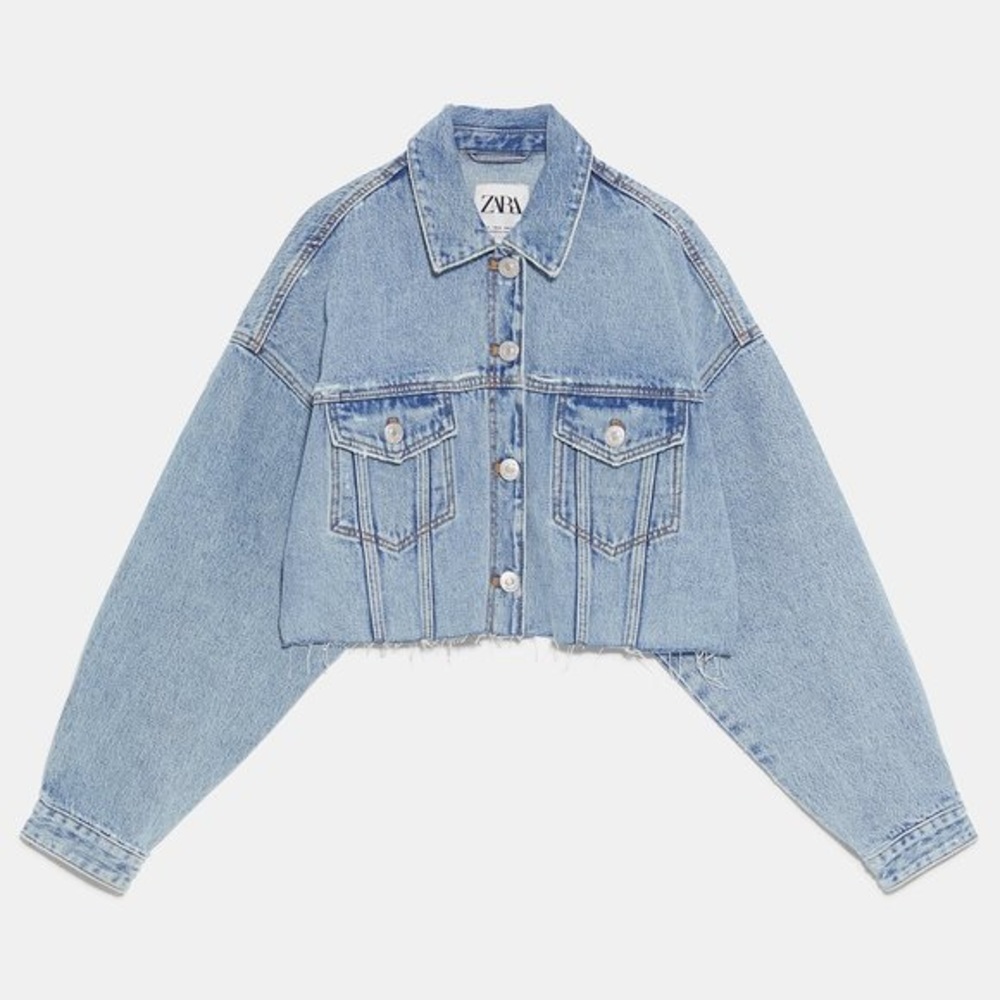 ZARA light blue crop Jean Jacket